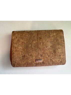 Thirty-One x Jewell Cork Wallet Clutch Tan w/Gold Metallic Speckles Snap-Close
